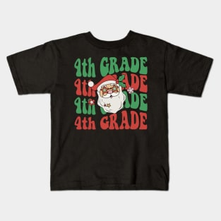 Christmas Teacher 4th Grade Santa Hat Back To School Kids T-Shirt